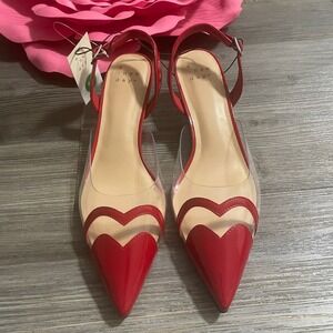 A NEW DAY Kitten Heels Womens Sz 10 Eleanor Heart Clear Slingback Valentine's